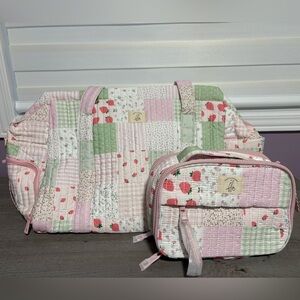 Patchwork Quilted Road Tripper Tote Bag and Cosmetic Bag